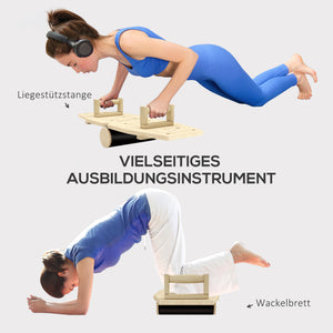 Liegestützgriffe mit Widerstandsbändern für Muskeltraining Naturholz