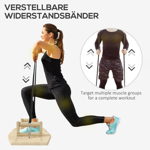 Liegestützgriffe mit Widerstandsbändern für Muskeltraining Naturholz