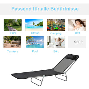 Liegestuhl 2-Bein klappbar Schwarz