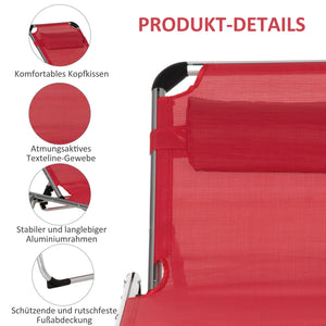 Liegestuhl 5-fach verstellbare ergonomisch Rot