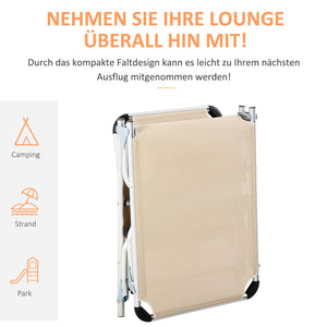 Liegestuhl 5-fach verstellbare Gartenliege aus Aluminium Beige