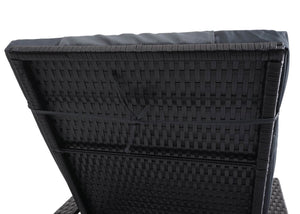 Liegestuhl Carrara Gartenliege Rattan mit Räder Anthrazit Kissen grau