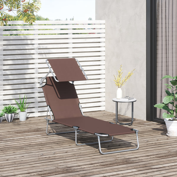 Liegestuhl klappbar mit Sonnenschutz Braun
