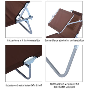 Liegestuhl klappbar mit Sonnenschutz Braun