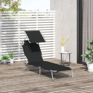 Liegestuhl mit Sonnenschutz Schwarz