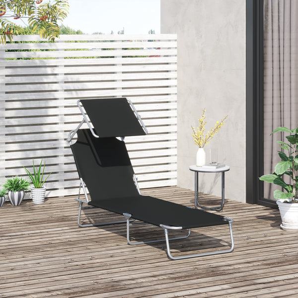 Liegestuhl mit Sonnenschutz Schwarz