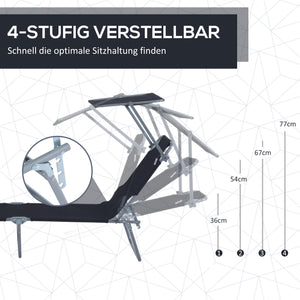Liegestuhl mit Sonnenschutz Schwarz