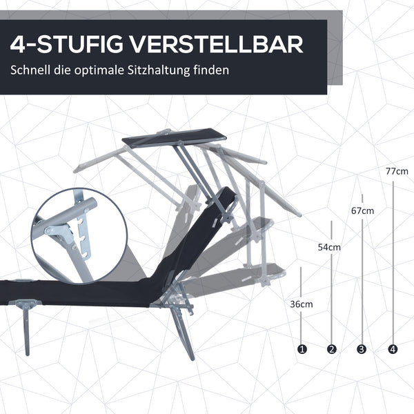 Liegestuhl mit Sonnenschutz Schwarz