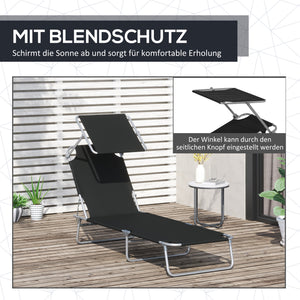 Liegestuhl mit Sonnenschutz Schwarz