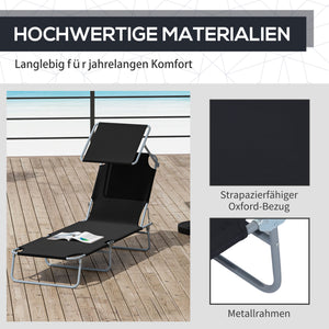 Liegestuhl mit Sonnenschutz Schwarz