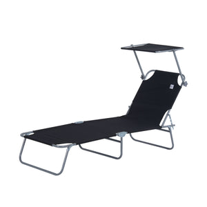 Liegestuhl mit Sonnenschutz Schwarz