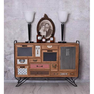 LOFT ANRICHTE VINTAGE SIDEBOARD SCHUBLADENSCHRANK METALL HOLZKOMMODE