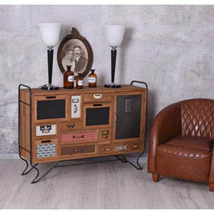 LOFT ANRICHTE VINTAGE SIDEBOARD SCHUBLADENSCHRANK METALL HOLZKOMMODE