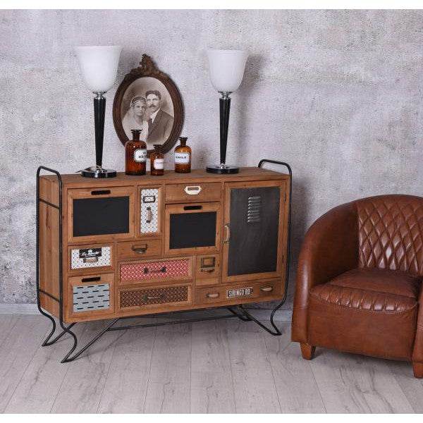 LOFT ANRICHTE VINTAGE SIDEBOARD SCHUBLADENSCHRANK METALL HOLZKOMMODE