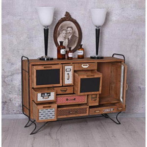 LOFT ANRICHTE VINTAGE SIDEBOARD SCHUBLADENSCHRANK METALL HOLZKOMMODE