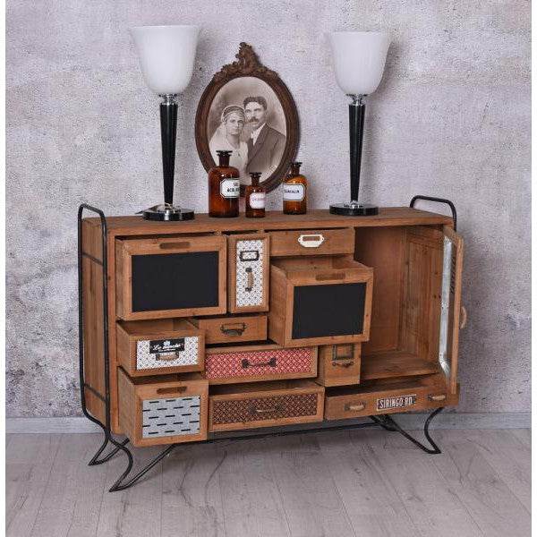 LOFT ANRICHTE VINTAGE SIDEBOARD SCHUBLADENSCHRANK METALL HOLZKOMMODE