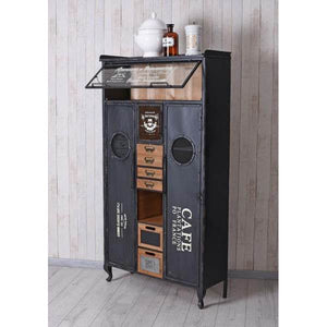 VITRINENSCHRANK LOFT SCHUBLADENSCHRANK METALLSCHRANK VITRINE INDUSTRIAL KOMMODE