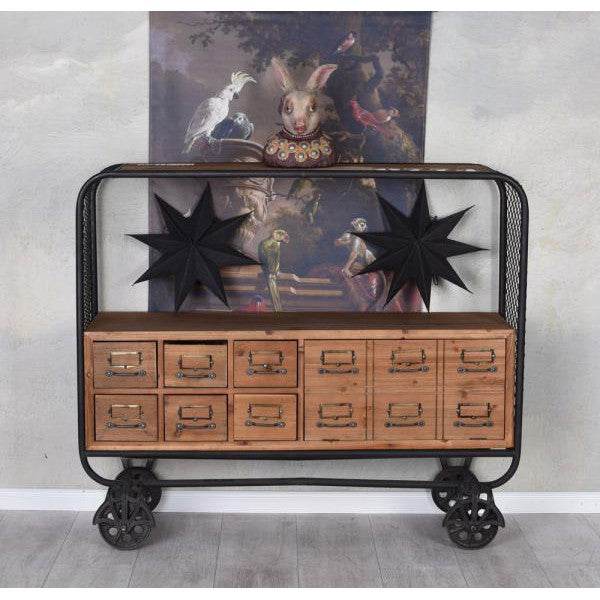 SIDEBOARD AUF RÄDERN FABRIK MÖBEL ANRICHTE LOFT REGAL SERVIERWAGEN RETRO