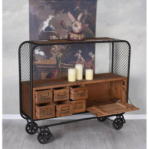 SIDEBOARD AUF RÄDERN FABRIK MÖBEL ANRICHTE LOFT REGAL SERVIERWAGEN RETRO