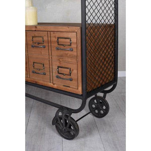 SIDEBOARD AUF RÄDERN FABRIK MÖBEL ANRICHTE LOFT REGAL SERVIERWAGEN RETRO