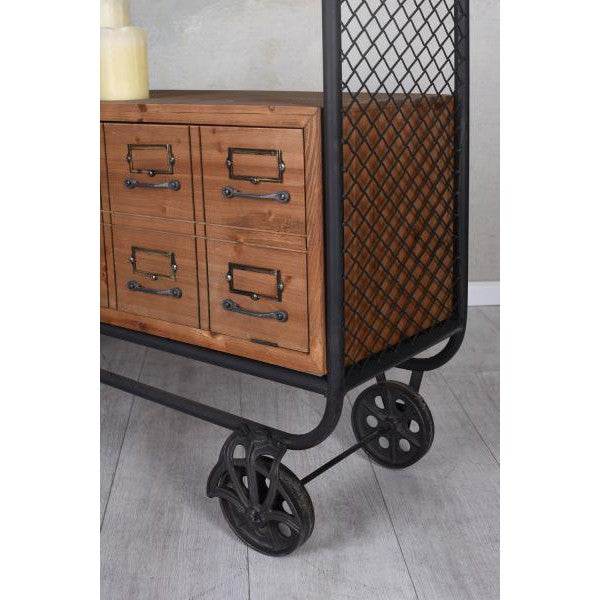 SIDEBOARD AUF RÄDERN FABRIK MÖBEL ANRICHTE LOFT REGAL SERVIERWAGEN RETRO