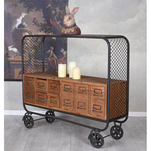 SIDEBOARD AUF RÄDERN FABRIK MÖBEL ANRICHTE LOFT REGAL SERVIERWAGEN RETRO