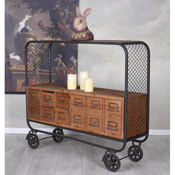 SIDEBOARD AUF RÄDERN FABRIK MÖBEL ANRICHTE LOFT REGAL SERVIERWAGEN RETRO