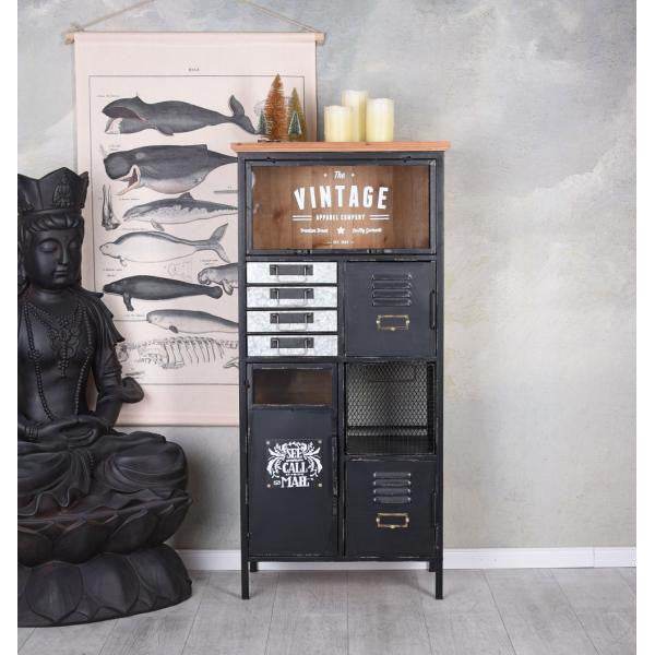 Schubladenschrank „SAN FRANCISCO“ – Industrial Vitrine & Kommode
