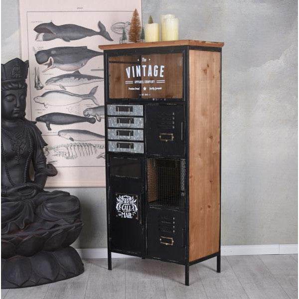 Schubladenschrank „SAN FRANCISCO“ – Industrial Vitrine & Kommode