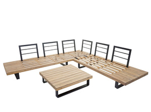 Lounge Gartenmöbel Set Akazie Holz Aluminium, hellbraun, hellgrau