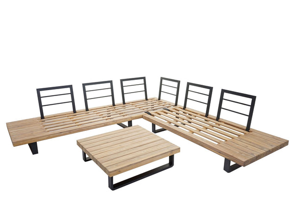 Lounge Gartenmöbel Set Akazie Holz Aluminium, hellbraun, hellgrau
