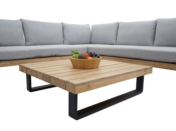 Lounge Gartenmöbel Set Akazie Holz Aluminium, hellbraun, hellgrau