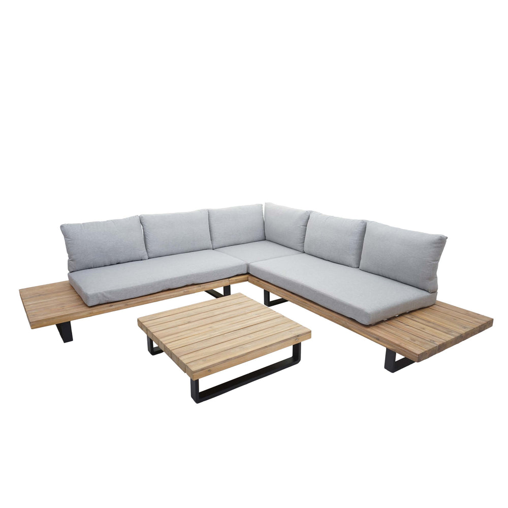 Lounge Gartenmöbel Set Akazie Holz Aluminium, hellbraun, hellgrau