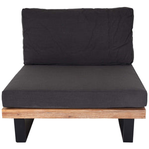 Lounge Gartensessel Akazienholz mit dunkelgrauen Polstern