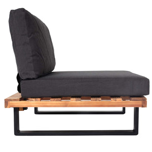 Lounge Gartensessel Akazienholz mit dunkelgrauen Polstern