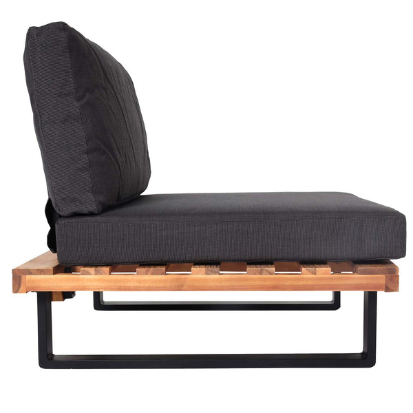 Lounge Gartensessel Akazienholz mit dunkelgrauen Polstern