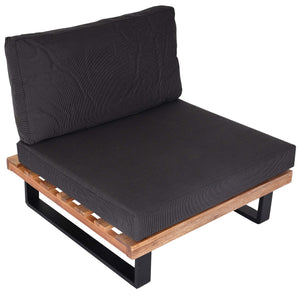 Lounge Gartensessel Akazienholz mit dunkelgrauen Polstern