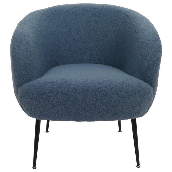 Lounge-Sessel Clubsessel Cocktailsessel Bouclé Stoff Metall blau