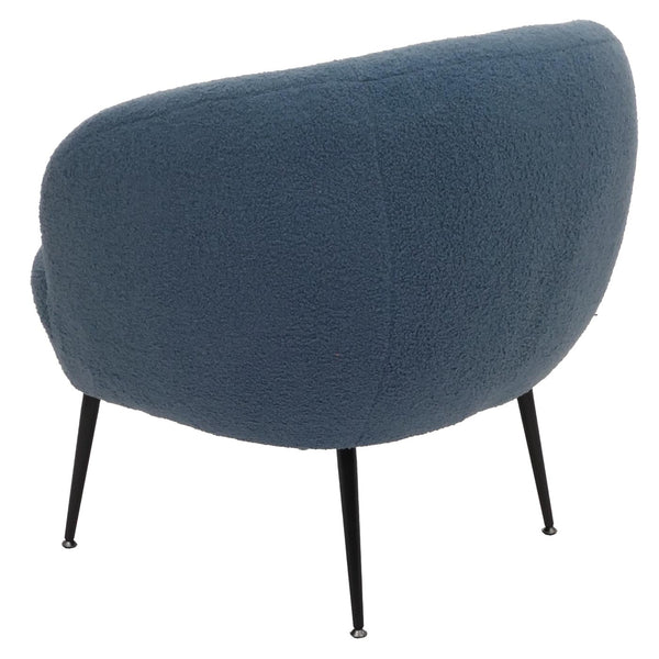 Lounge-Sessel Clubsessel Cocktailsessel Bouclé Stoff Metall blau