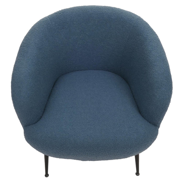 Lounge-Sessel Clubsessel Cocktailsessel Bouclé Stoff Metall blau