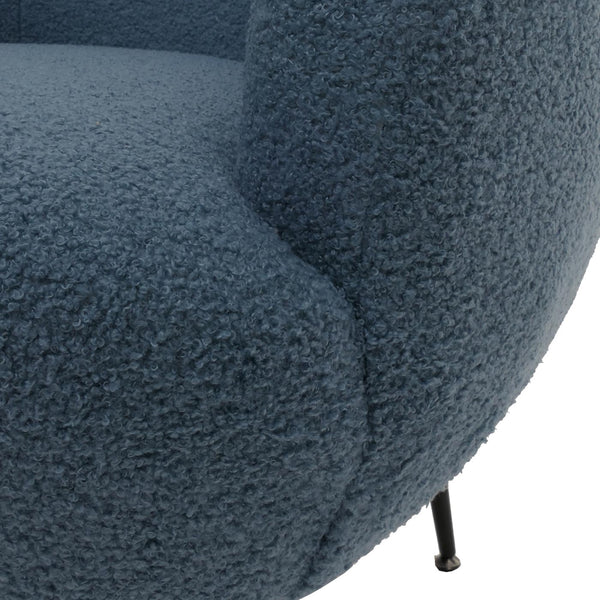 Lounge-Sessel Clubsessel Cocktailsessel Bouclé Stoff Metall blau