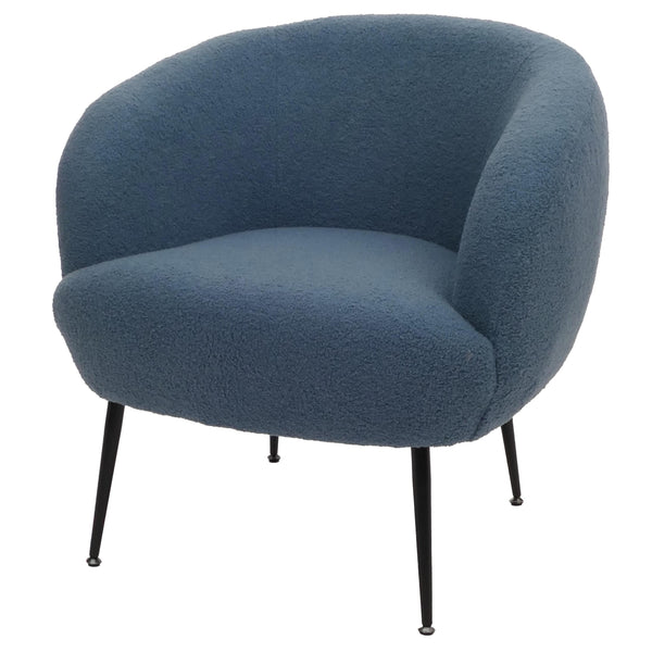 Lounge-Sessel Clubsessel Cocktailsessel Bouclé Stoff Metall blau