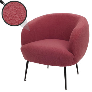 Lounge-Sessel Clubsessel Cocktailsessel Bouclé Stoff Metall purpur-rot