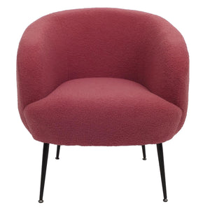 Lounge-Sessel Clubsessel Cocktailsessel Bouclé Stoff Metall purpur-rot