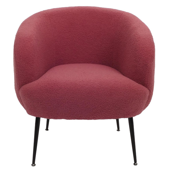 Lounge-Sessel Clubsessel Cocktailsessel Bouclé Stoff Metall purpur-rot