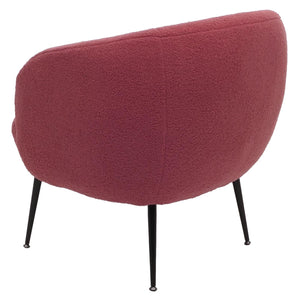 Lounge-Sessel Clubsessel Cocktailsessel Bouclé Stoff Metall purpur-rot