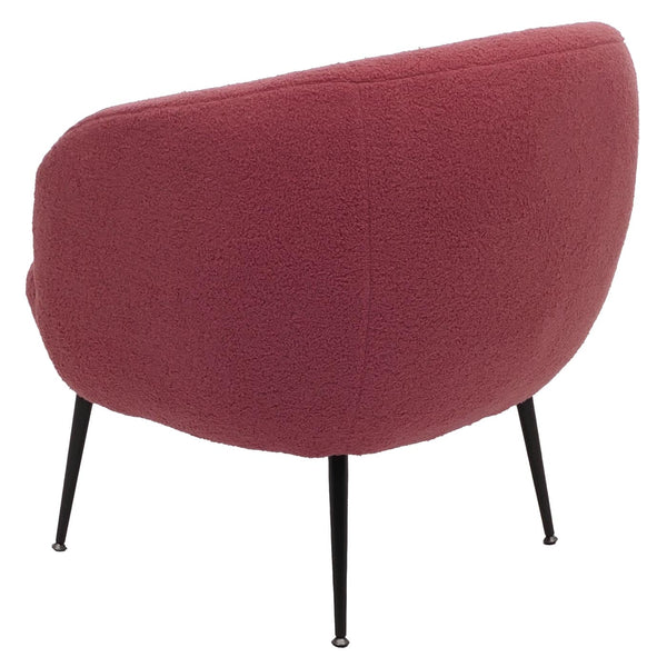 Lounge-Sessel Clubsessel Cocktailsessel Bouclé Stoff Metall purpur-rot