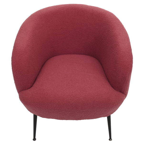 Lounge-Sessel Clubsessel Cocktailsessel Bouclé Stoff Metall purpur-rot