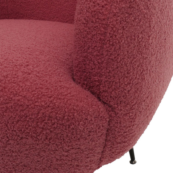 Lounge-Sessel Clubsessel Cocktailsessel Bouclé Stoff Metall purpur-rot