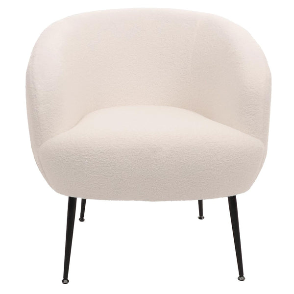 Lounge-Sessel Clubsessel Cocktailsessel Bouclé Stoff Metall weiss